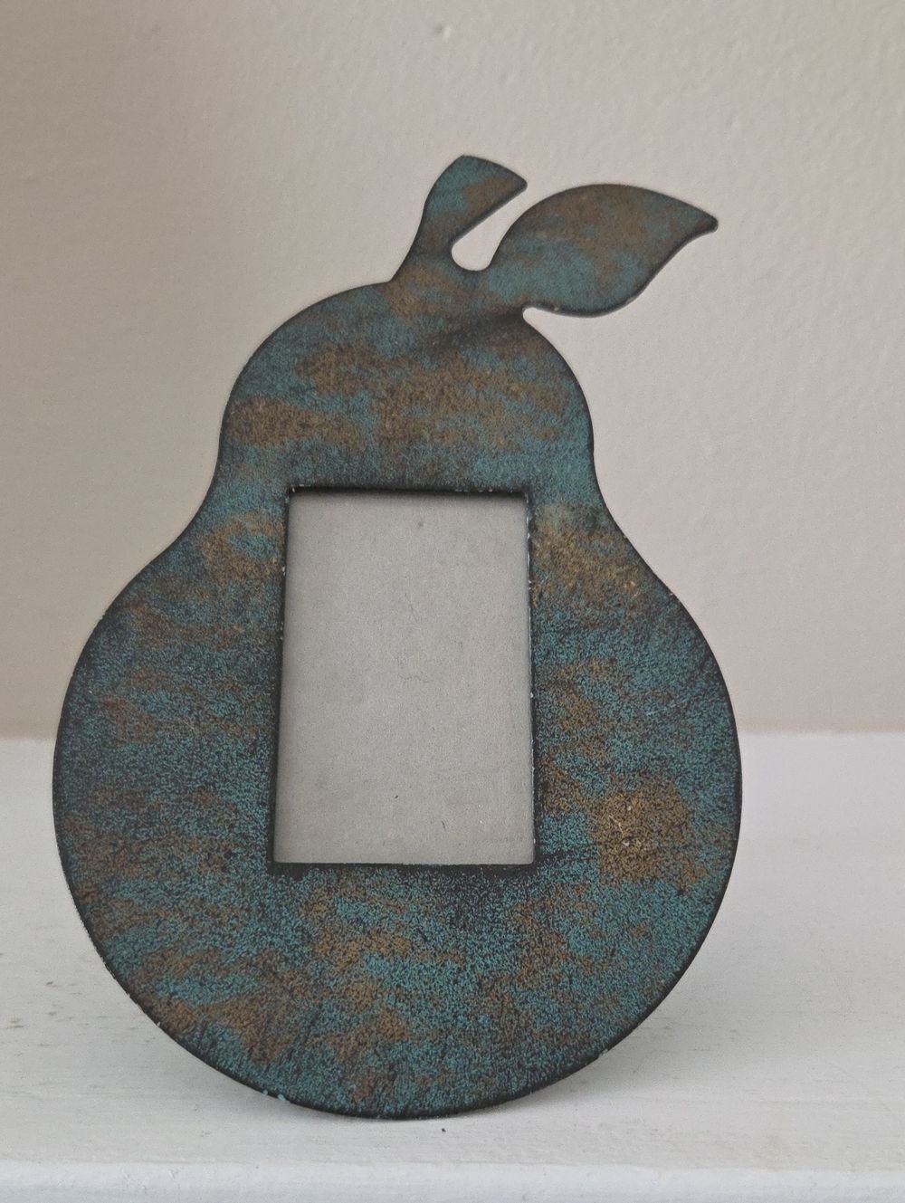 Rustic Teal and Bronze Pear-Shaped Photo Frame